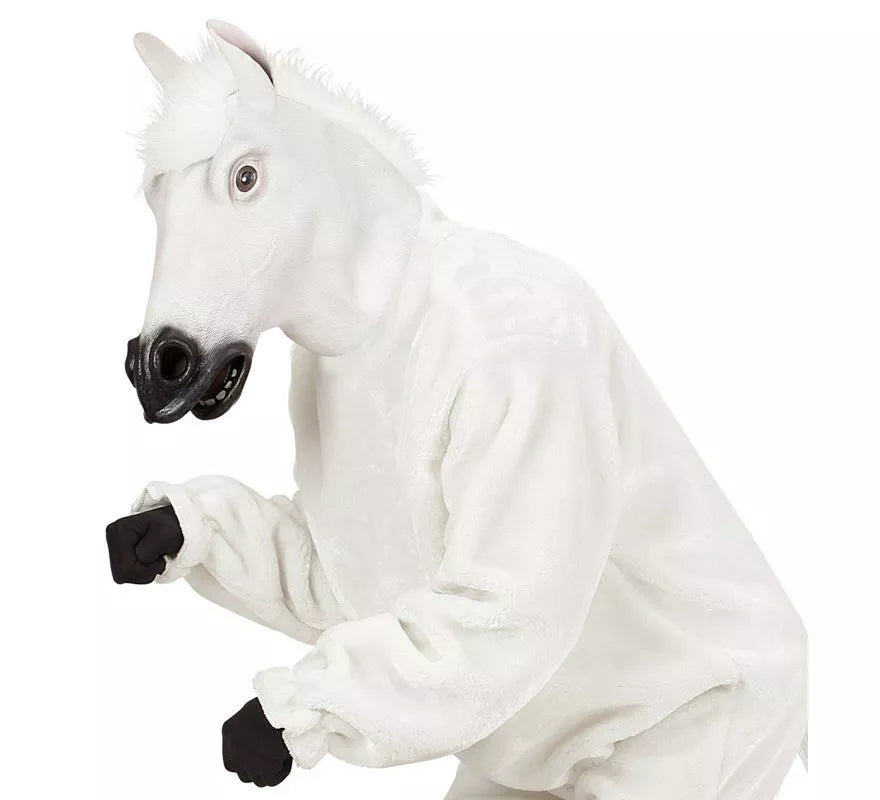 Translation missing: fr.Máscara Cabeza de Caballo Blanco con pelo