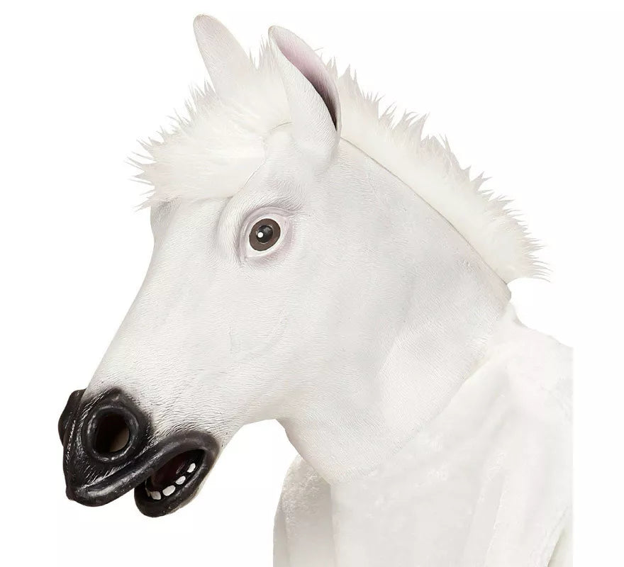Translation missing: fr.Máscara Cabeza de Caballo Blanco con pelo