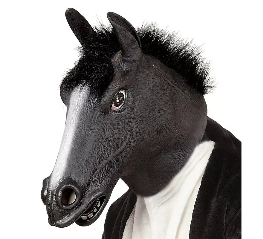 Translation missing: fr.Máscara Cabeza de Caballo Negro con pelo