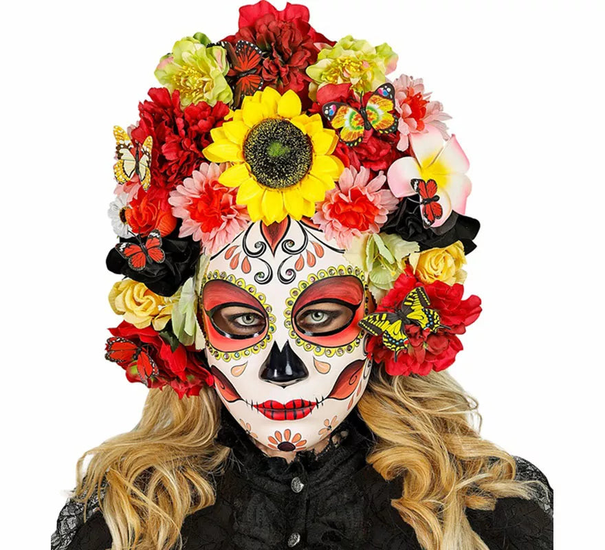 Translation missing: fr.Máscara Catrina Día de Los Muertos con Flores