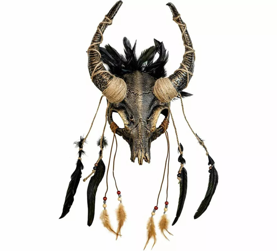 Máscara Chamán Calavera con Plumas