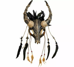 Masque de crâne de chaman avec plumes