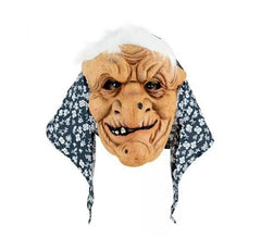 Masque de sorcière en latex cheveux blancs