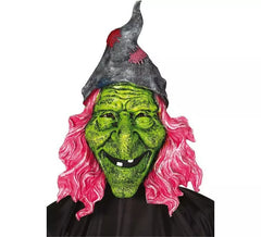 Masque de Sorcier Vert à Cheveux Rose