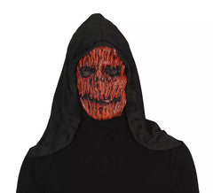 Masque citrouille rouge avec capuche en pvc