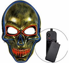 Masque de crâne doré à LED coloré