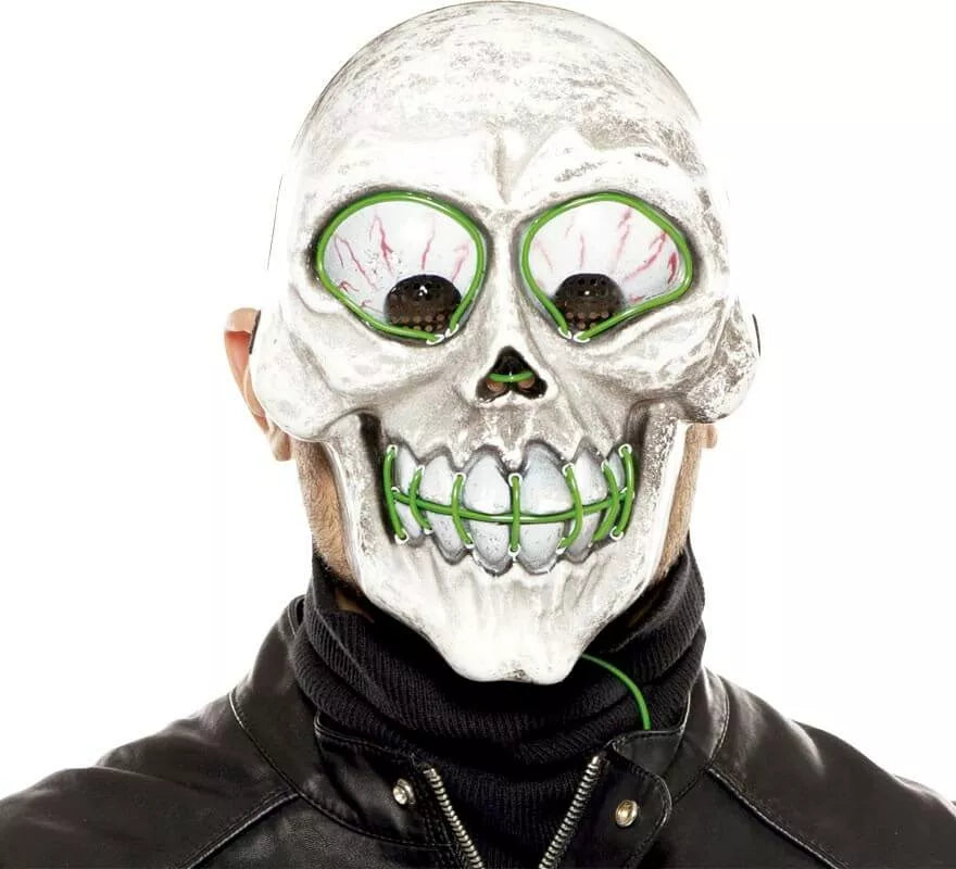 Máscara de Calavera loca con luz Verde