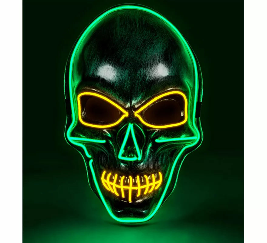 Máscara de Calavera plateada con LED de Colores