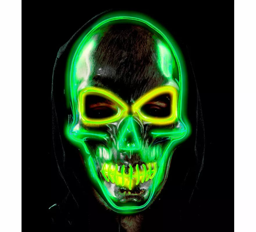 Translation missing: fr.Máscara de Calavera plateada con LED de Colores