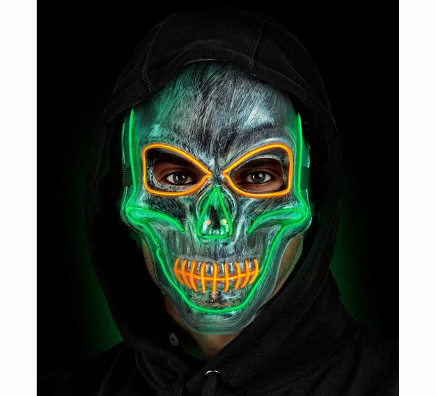 Translation missing: fr.Máscara de Calavera plateada con LED de Colores
