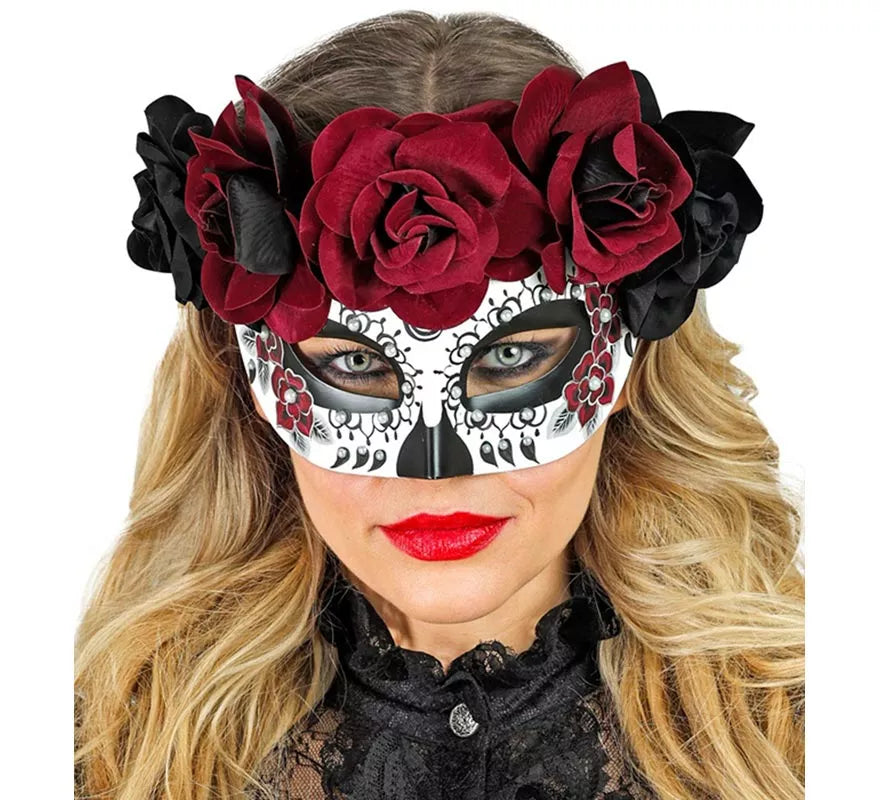 Translation missing: fr.Máscara de Catrina Día de Los Muertos con Rosas