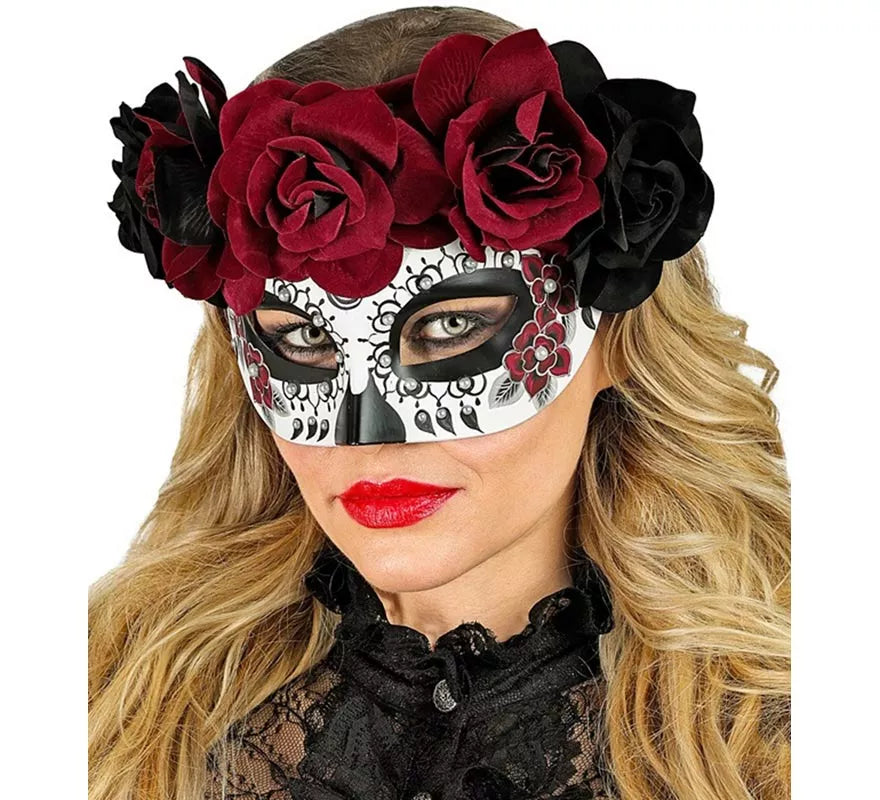 Translation missing: fr.Máscara de Catrina Día de Los Muertos con Rosas