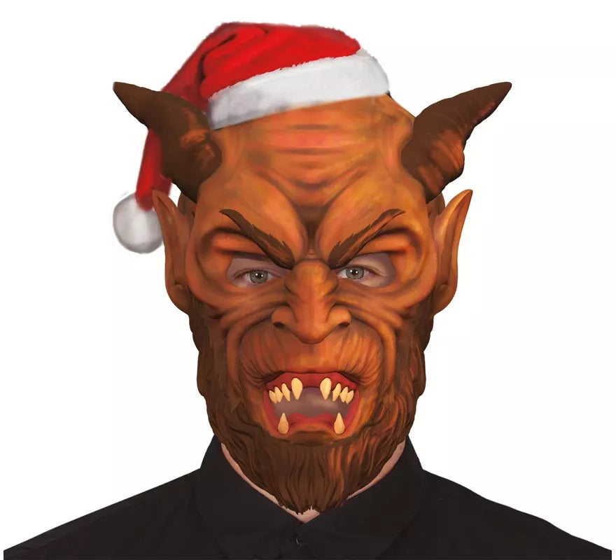 Translation missing: fr.Máscara de Demonio Krampus con gorro de Papá Noel