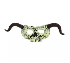 Masque squelette à cornes demi-visage