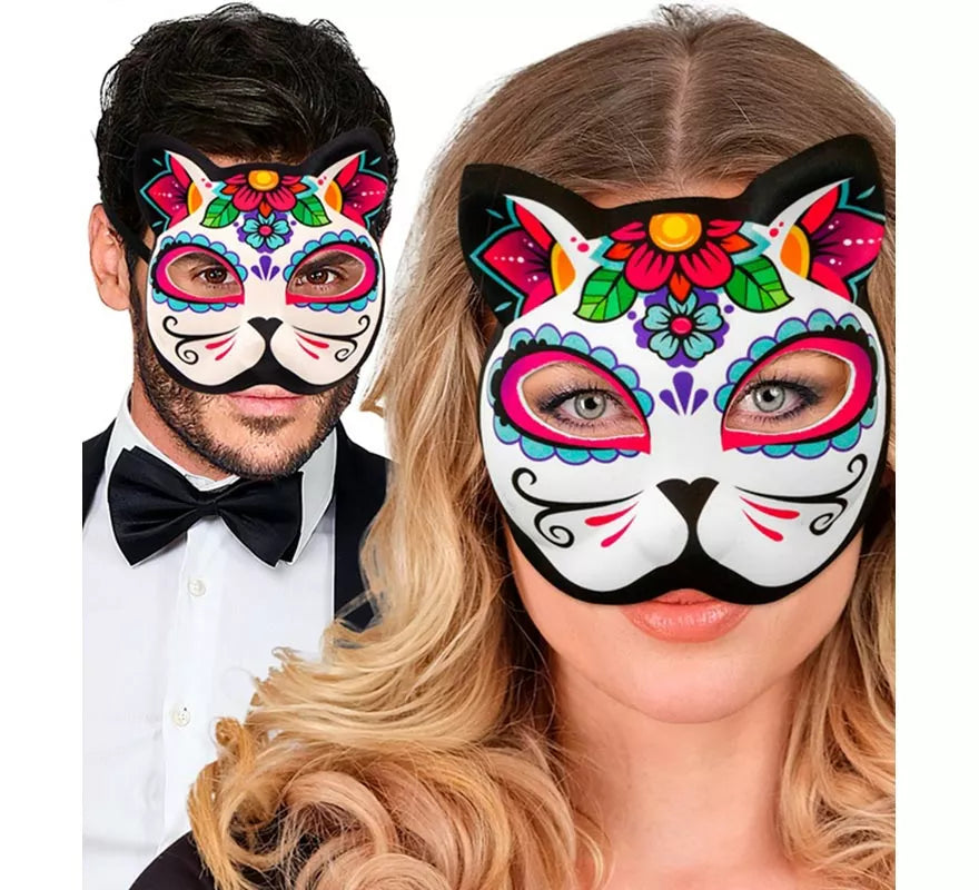Translation missing: fr.Máscara de Gato Catrina Día de Los Muertos sin Barbilla