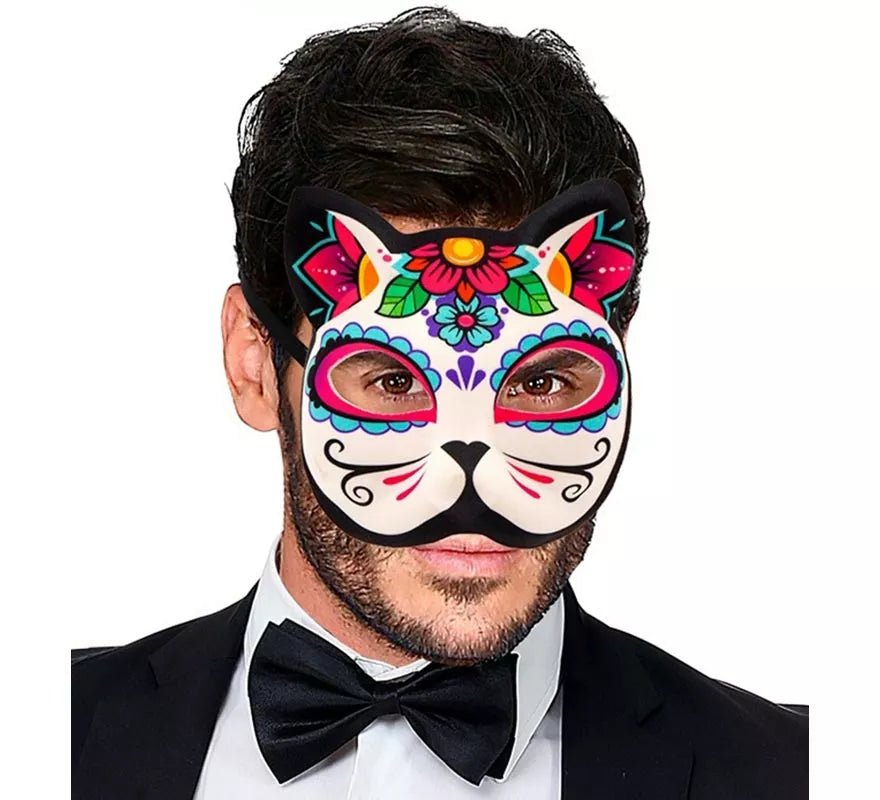 Translation missing: fr.Máscara de Gato Catrina Día de Los Muertos sin Barbilla