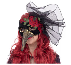 Masque de Médecin de la Peste avec Fleurs de 36x40x22 cm