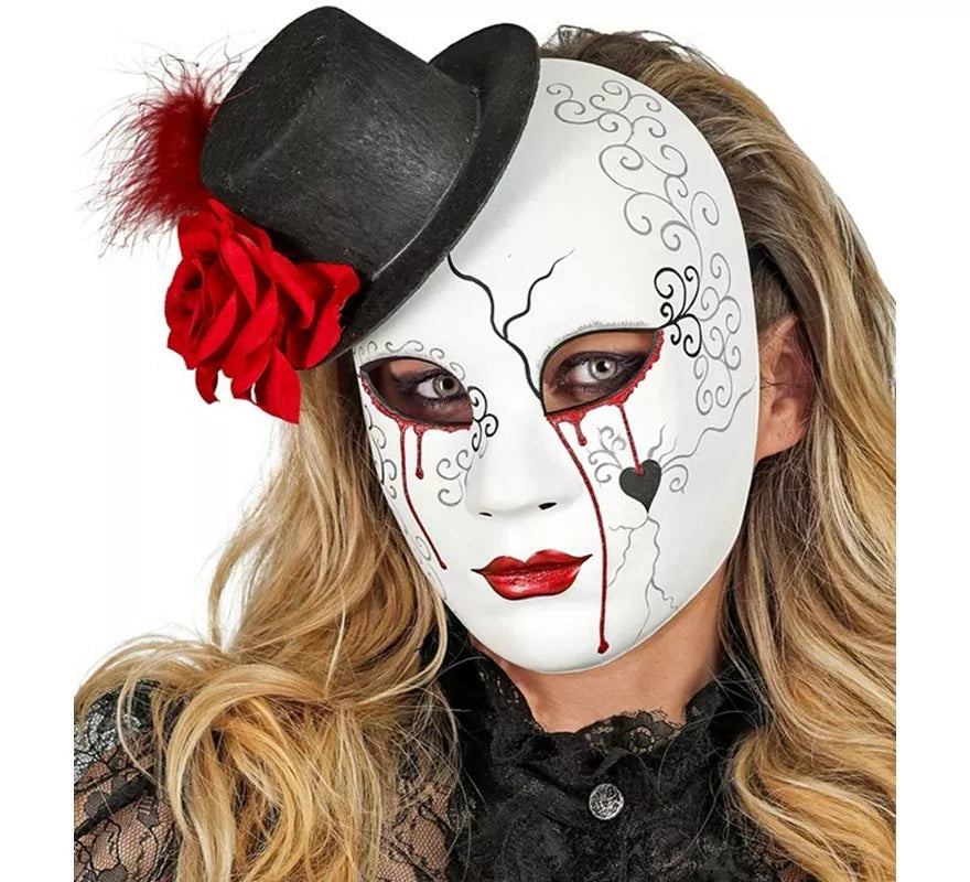 Translation missing: fr.Máscara de Mujer Sangrante con Sombrero Comedia del Arte
