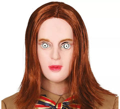 Masque de poupée en latex Psycho Megan avec cheveux