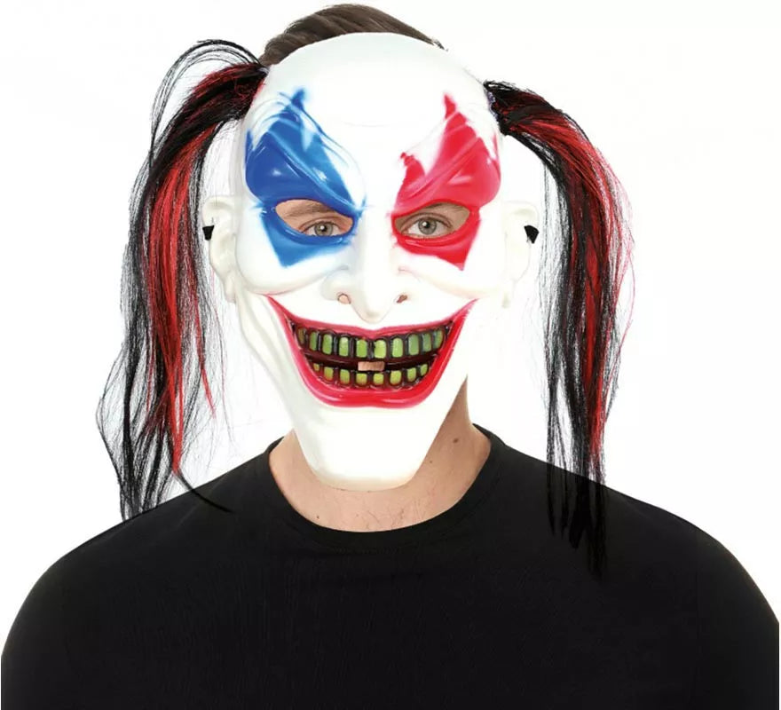 Translation missing: fr.Máscara de Payaso bicolor con coletas de plástico