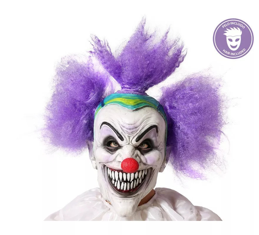 Translation missing: fr.Máscara de Payaso con Cabello Morado de Látex