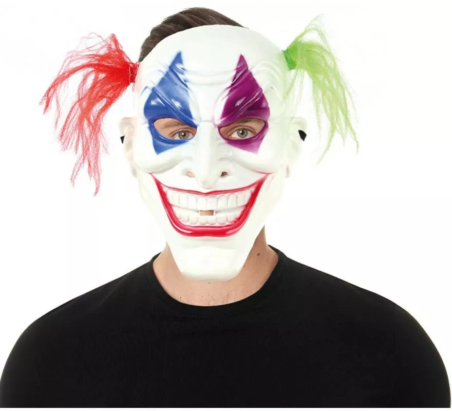 Translation missing: fr.Máscara de Payaso con pelo bicolor de plástico