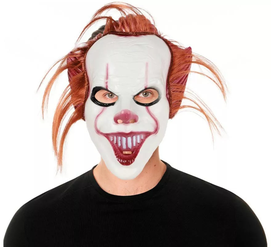 Translation missing: fr.Máscara de Payaso con pelo rojo de plástico