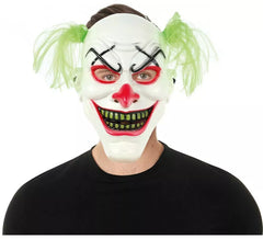 Masque de clown aux cheveux en plastique vert