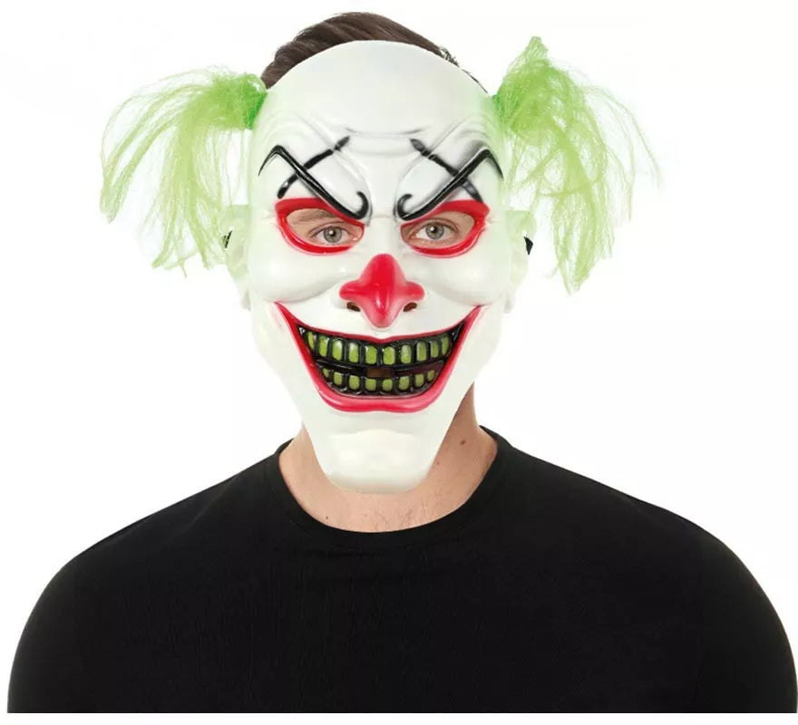 Translation missing: fr.Máscara de Payaso con pelo verde de plástico