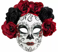 Masque du Jour des Morts avec des roses
