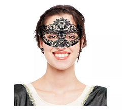 Masque floral en dentelle noire adulte