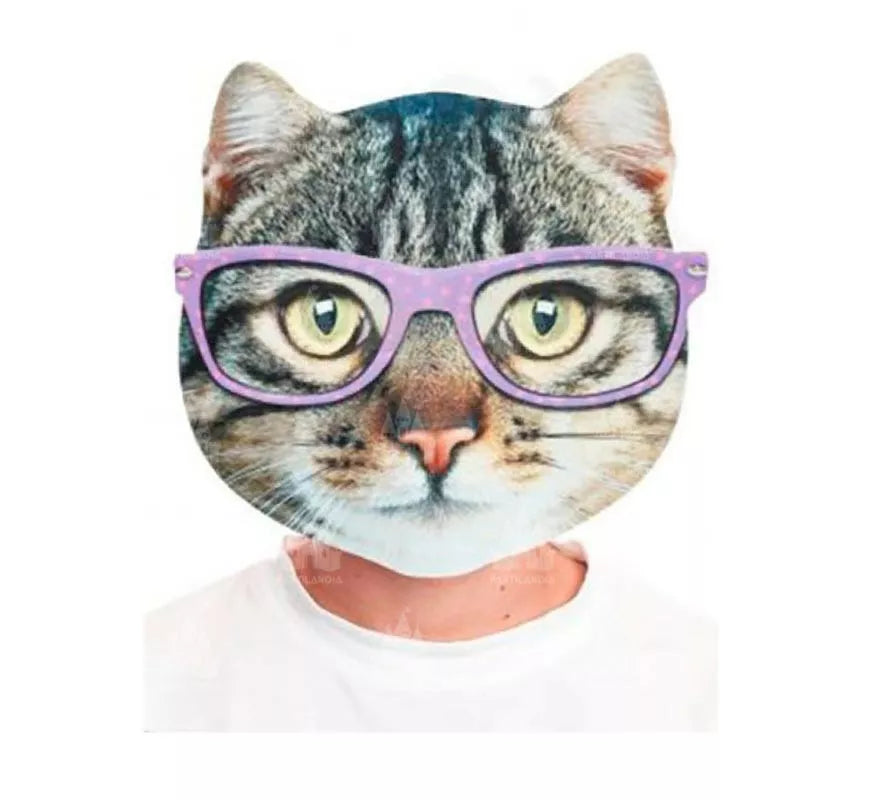 Translation missing: fr.Máscara Gato con gafas estampado