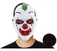 Masque de clown Mohawk avec tube lumineux