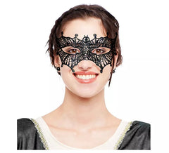 Masque d'araignée en dentelle noire adulte