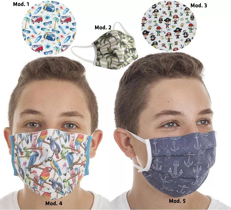 Mascarilla Higiénica Protectora infantil Verano estampados surtidos 3 filtros
