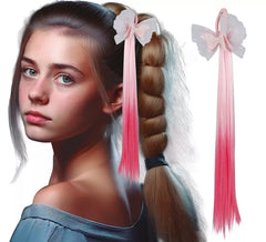 Extension de cheveux rose avec un nœud de 40 cm
