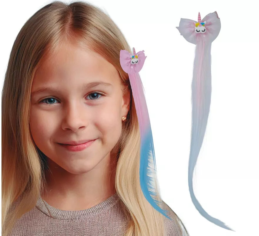 Mechón rosa con Unicornio de 35 cm