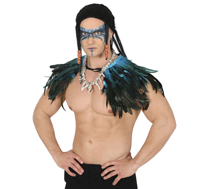 Translation missing: fr.Media Capa de Plumas azul y negro adulto