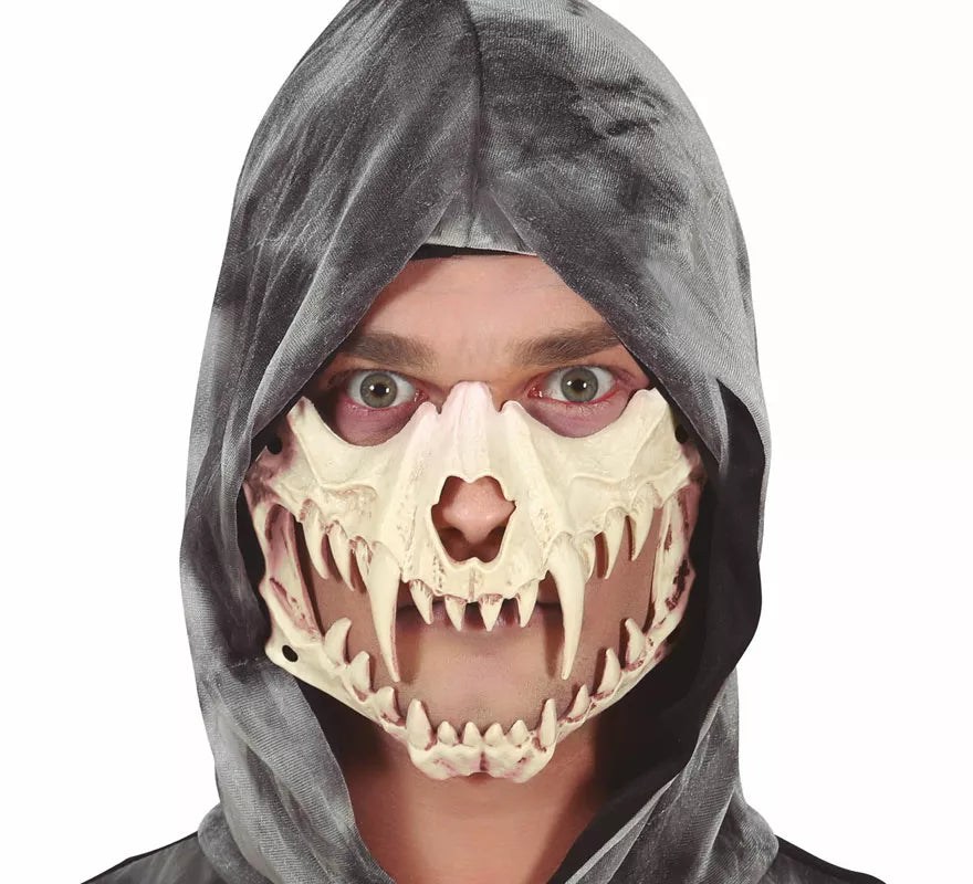 Media Máscara Calavera Colmillos Cortos de Pvc