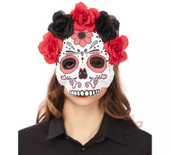 Demi-masque Catrina à fleurs adulte 22x23 cm