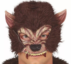 Demi-masque de loup-garou avec cheveux en latex
