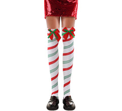 Chaussettes de Noël rayées avec nœud pour adultes