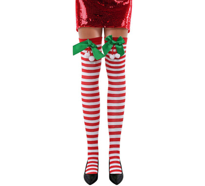 Medias a Rayas rojas Lazo de Navidad para adulto