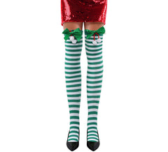 Collants de Noël à rayures vertes pour adultes