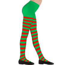 Collants rayés verts et rouges pour enfants