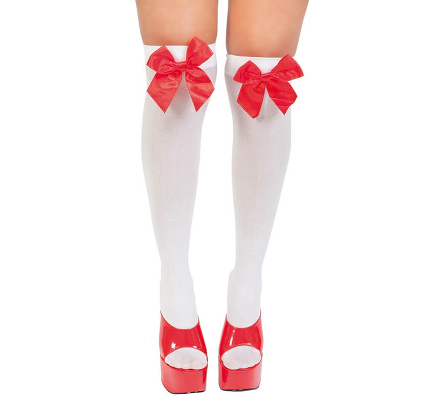 Translation missing: fr.Medias blancas con lazo rojo
