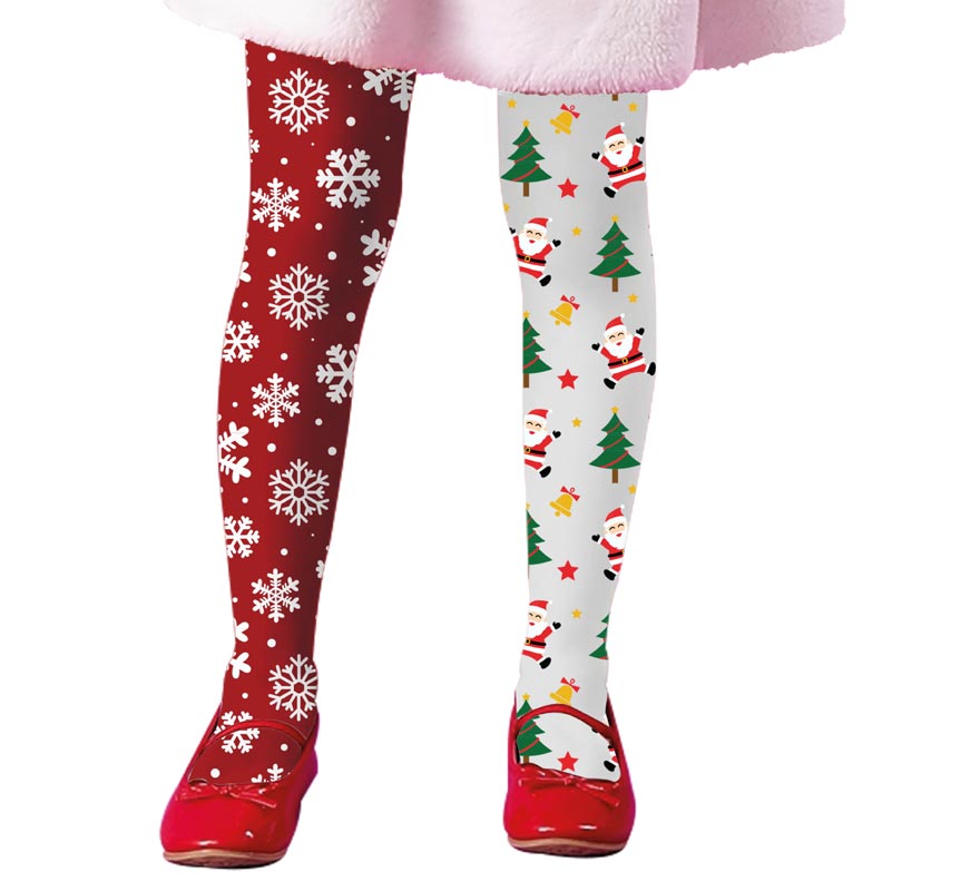 Translation missing: fr.Medias Navideñas doble estampado copos y árbol infantiles