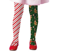 Chaussette de Noël pour enfant à double rayures et imprimé biscuits