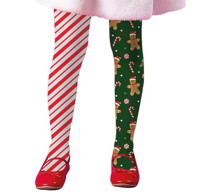 Translation missing: fr.Medias Navideñas doble estampado rayas y galleta infantiles