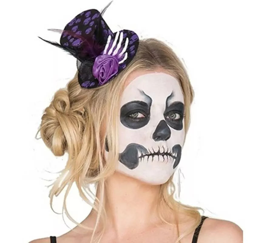 Translation missing: fr.Mini Sombrero de Calaveras con mano y flor
